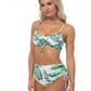 TROPICAL LEAF RUCHING DETAIL BIKINI SET