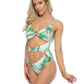 TROPICAL RING ACCENT CUTOUT ONE PIECE SWIMSUIT