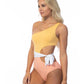 COLOR BLOCKING ONE SHOULDER CUTOUT ONE PIECE