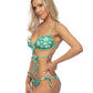 FLORAL RUFFLE TRIM TIED BIKINI