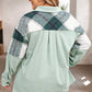 Plaid Snap Down Jacket with Pockets