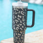 Gray Leopard Print 40OZ Stainless Steel Portable Cup with Handle