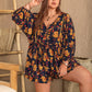 Floral Tie Neck Balloon Sleeve Romper