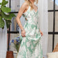 Print Spaghetti Strap Maxi Dress in Green