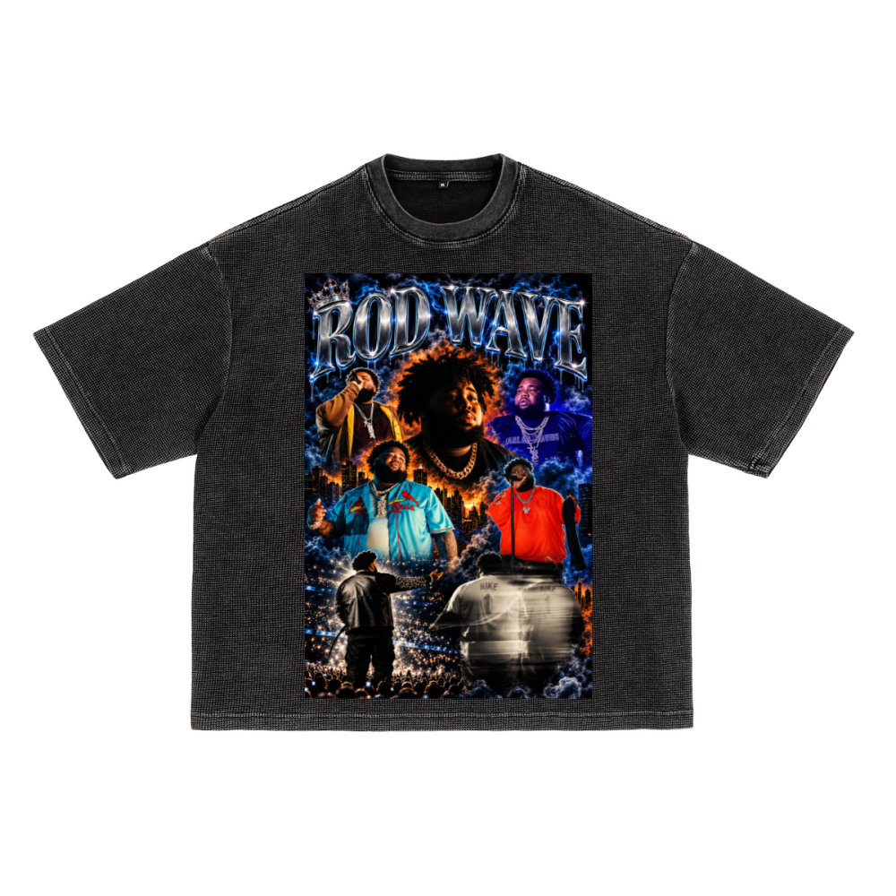 Heavyweight Waffle-Texture Washed Cropped Boxy T-Shirt (250GSM)