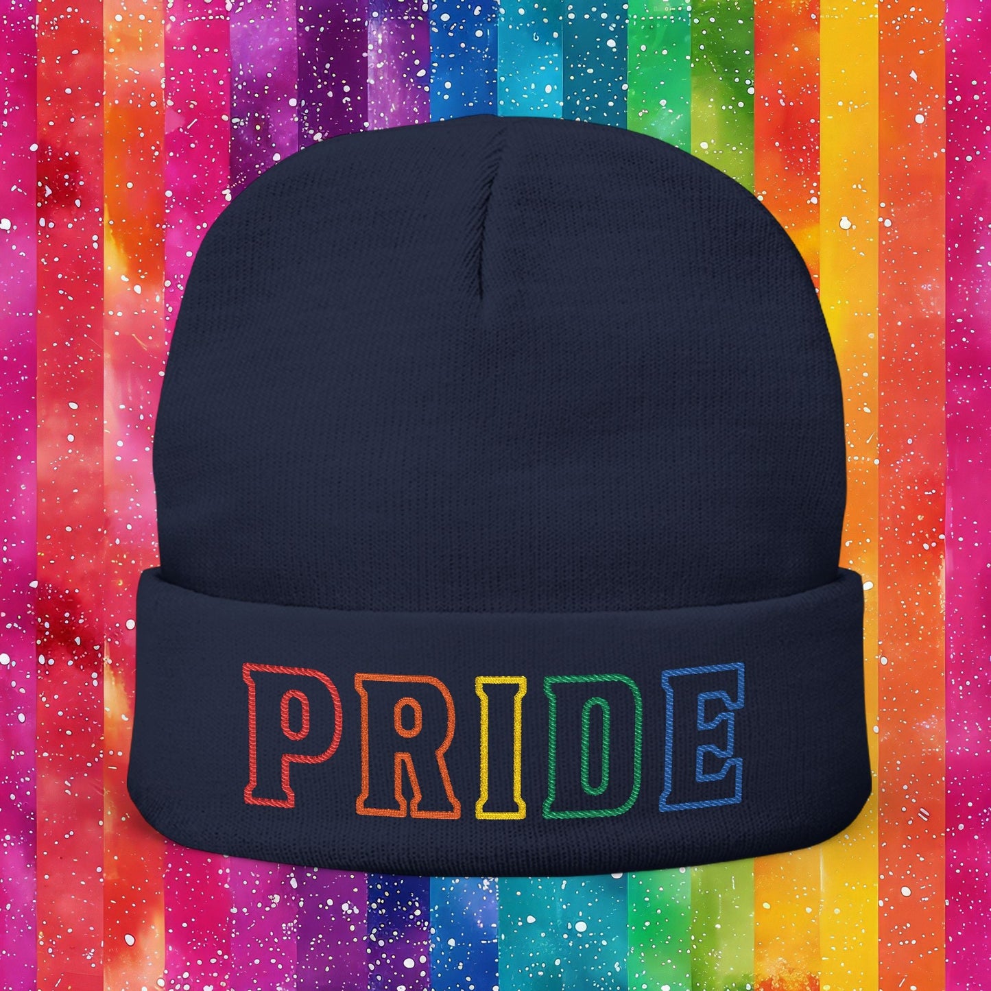 Rainbow LGBTQ+ Pride Embroidered Knit Beanie