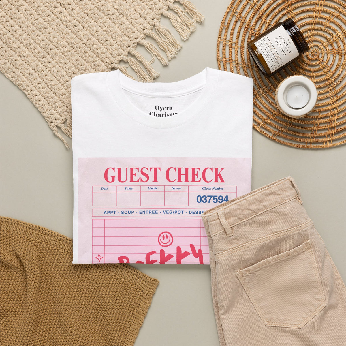 Pretty Curvy Girl Tee — Pink Guest Check Graphic Shirt