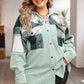 Plaid Snap Down Jacket with Pockets