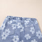 Ashleigh Blue Floral Pattern High Waist Raw Hem Denim Shorts