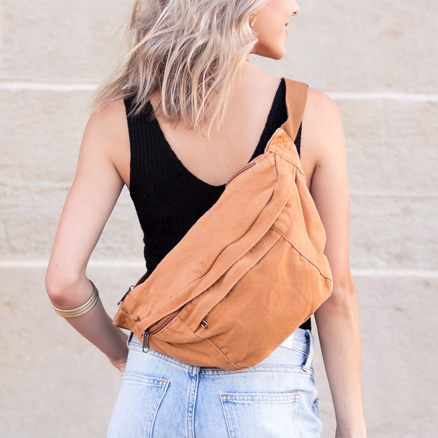 London Oversized Canvas Crescent Sling