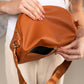 Sabrina Double Zip Leather Crescent Sling