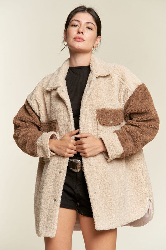 “Warm & Fuzzy Here” Sherpa Jacket