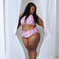 Rose Floral Print Twisted High Waist Bikini Set