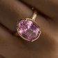 Sterling Silver Oval Cut Pink Sapphire CZ Cocktail Ring