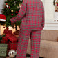Red Plaid Printed Shirt and Pants Lounge Set