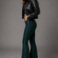 Studded Bell Bottom Jean in Leopard Green