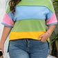 Light Blue Color Block Exposed Seam Patchwork T Shirt