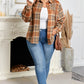 Brown Plaid Print Flap Pocket Buttoned Shacket