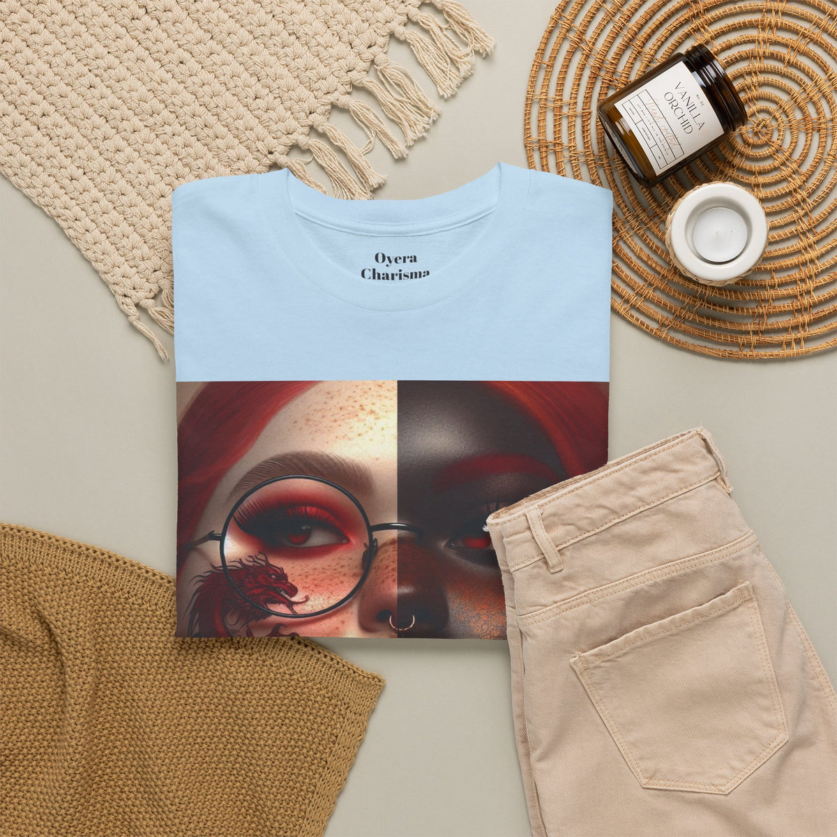 Graphic Tee — Dual-Faced Gothic Rose Portrait