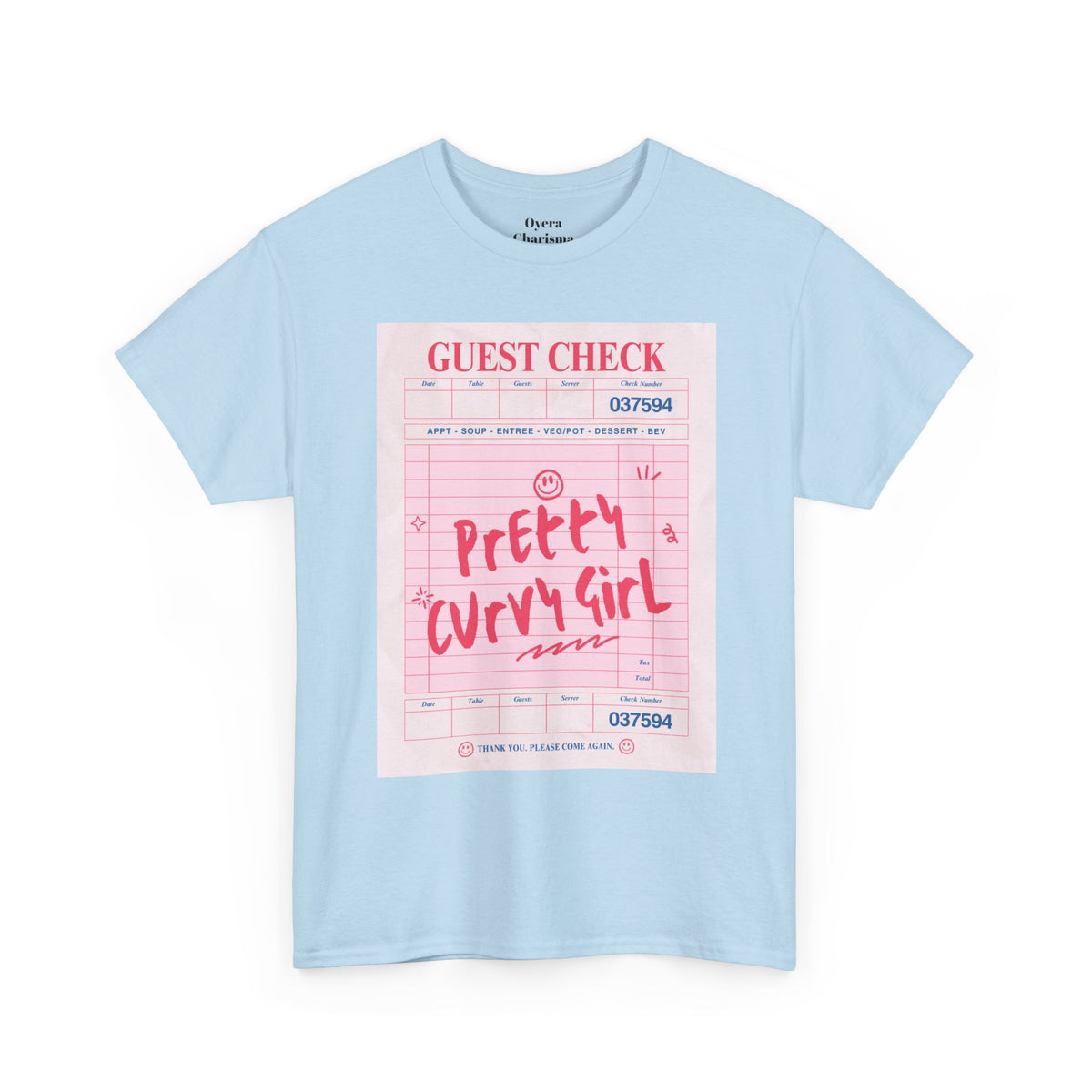 Pretty Curvy Girl Tee — Pink Guest Check Graphic Shirt