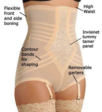 High Waist Panty Girdle with Detachable Garters, Firm Shaping