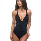 SOLID V FORNT ONE PIECE SWIMSUIT WITH BRAIDED BACK DETAILS