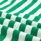 Green Stripe Collar V Neck Ruffle Short Sleeve Blouse