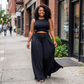 WRAP TIE CROP TOP & WIDE LEG PANTS SET