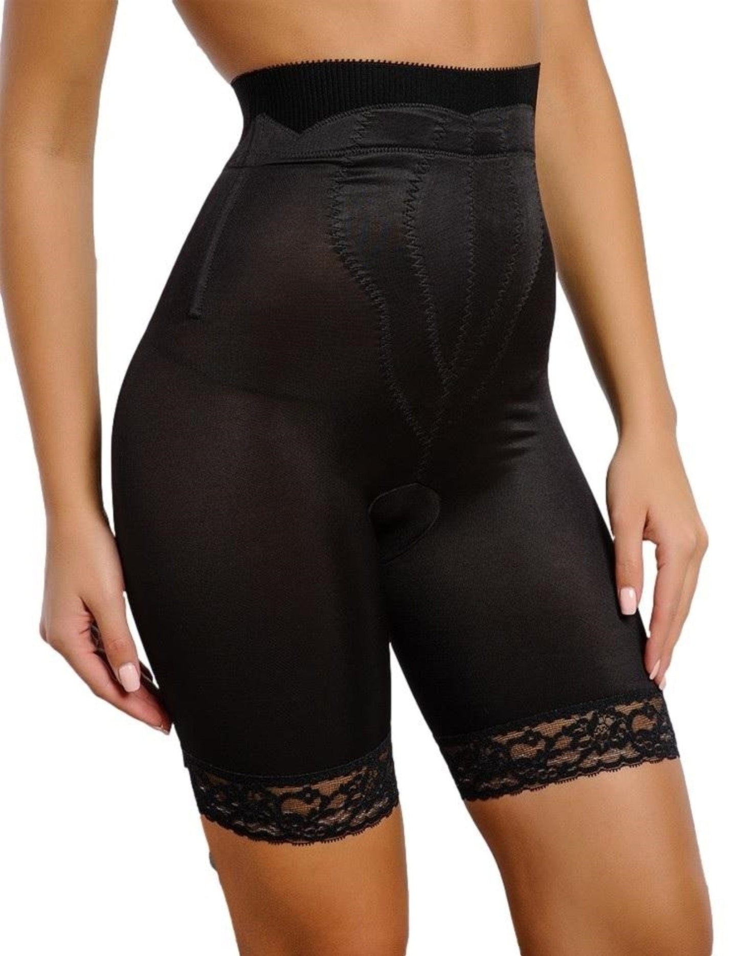 High Waist Thigh Slimmer with Tulip Front Panel | Memory Compression Fabric | Medium Support