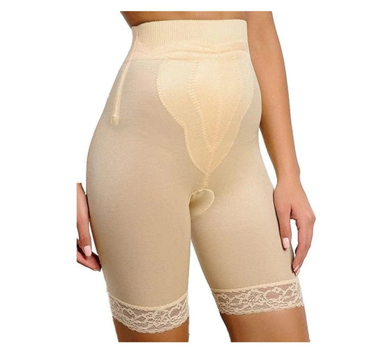 High Waist Thigh Slimmer with Tulip Front Panel | Memory Compression Fabric | Medium Support