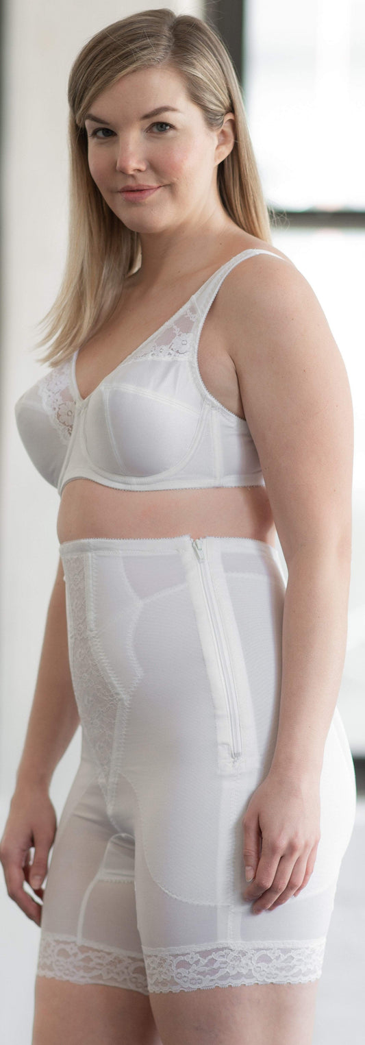 High Waist Thigh Slimmer with Side Zipper | Memory Compression Fabric | Medium Support