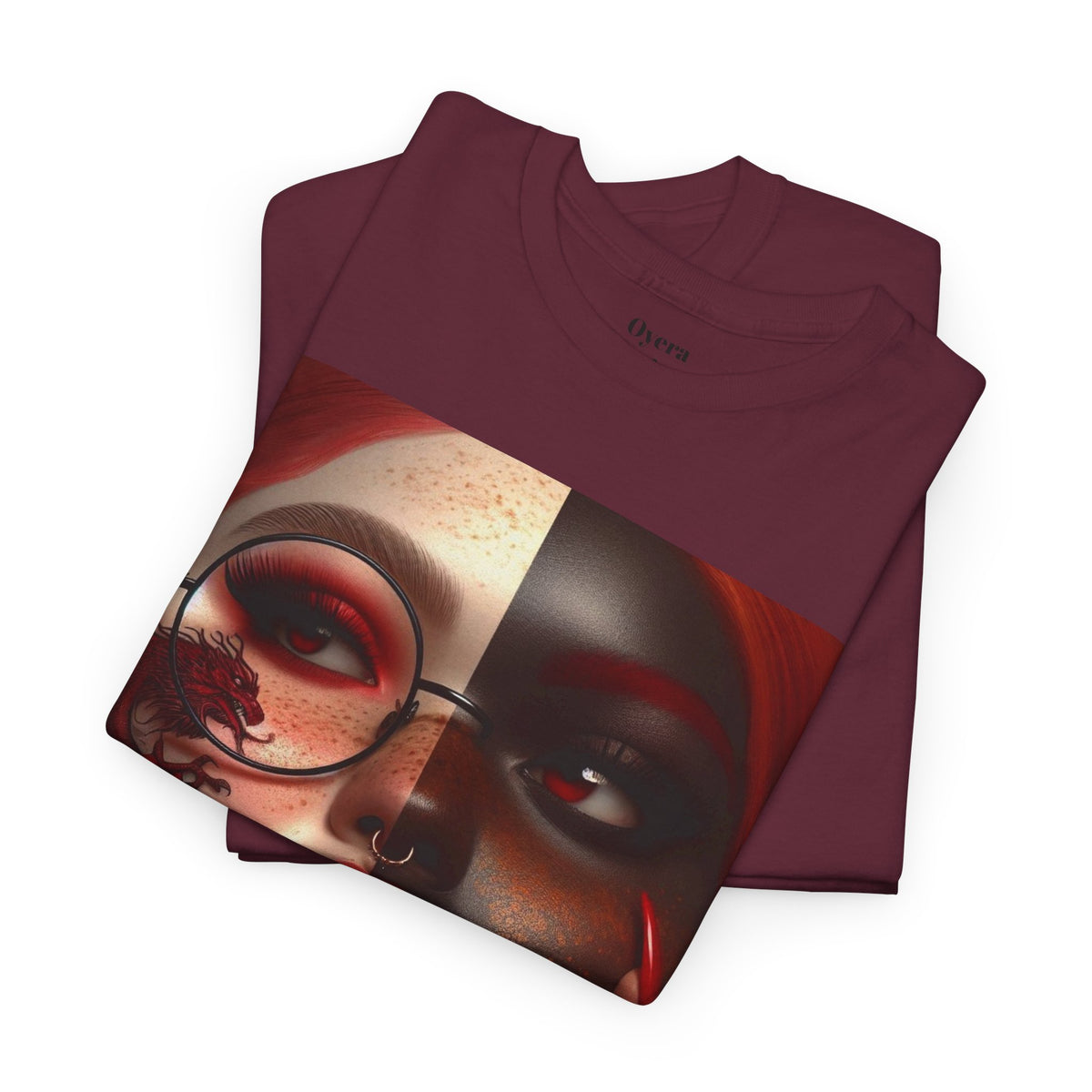 Graphic Tee — Dual-Faced Gothic Rose Portrait