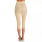 High Waist Capri Pant Liner with Tummy Control Satin Panel| Memory Compression Fabric | Medium Support