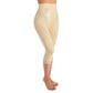 High Waist Capri Pant Liner with Tummy Control Satin Panel| Memory Compression Fabric | Medium Support