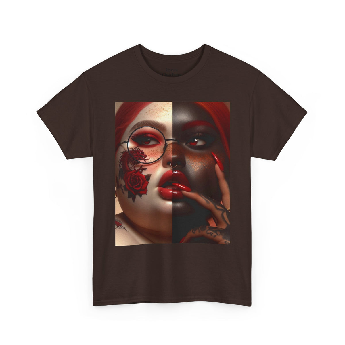 Graphic Tee — Dual-Faced Gothic Rose Portrait