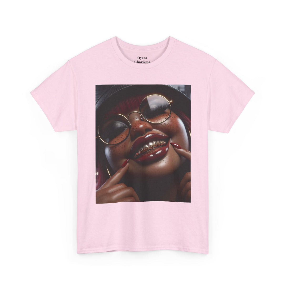 Smiling Afro Woman Graphic Tee — Bold Urban Portrait T-Shirt