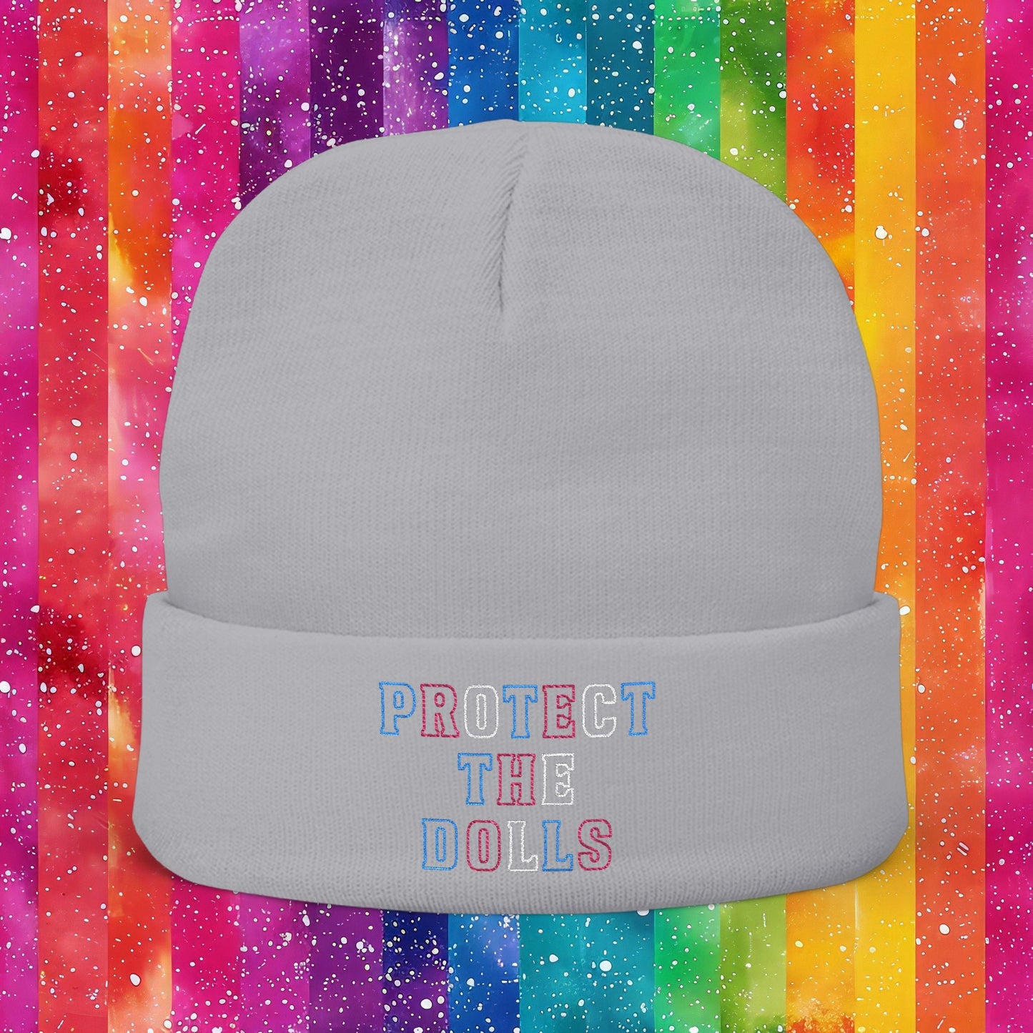 Protect the Dolls LGBTQ+ Pride Trans Support Embroidered Knit Beanie