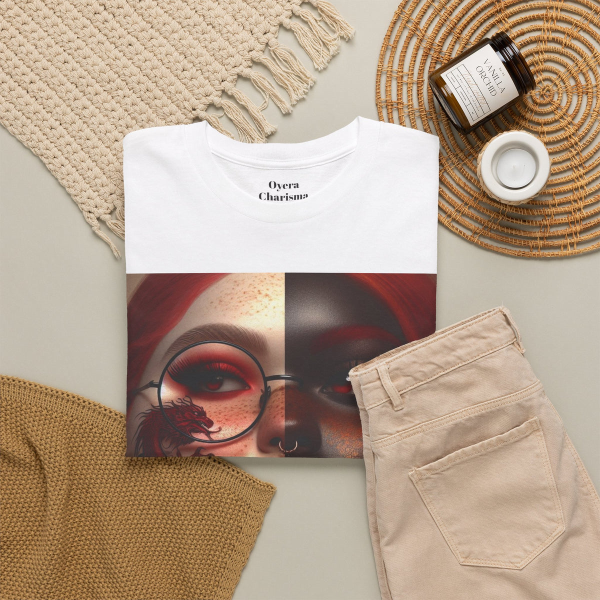 Graphic Tee — Dual-Faced Gothic Rose Portrait