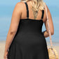 Black Solid Color Square Neck Knotted One Piece Swimsuit