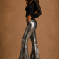 Metallic Bell Bottom Jean in Black Denim