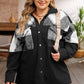 Plaid Snap Down Jacket with Pockets