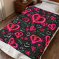 Neon Pink Heart and Rose Velveteen Plush Blanket