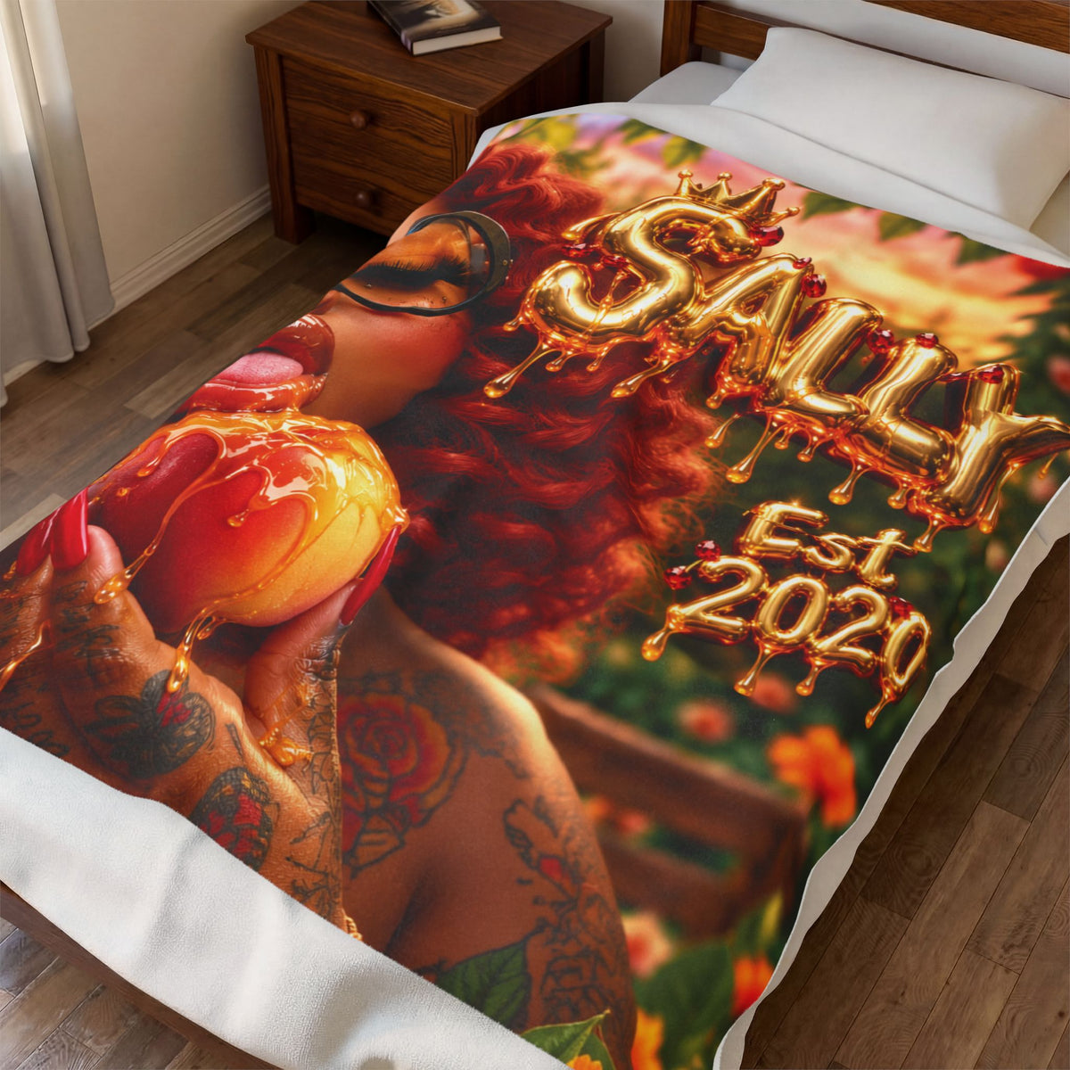 Sally Est. 2020 Velveteen Plush Blanket