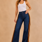 Harley Wide Leg Fringe Jean in Dark Wash