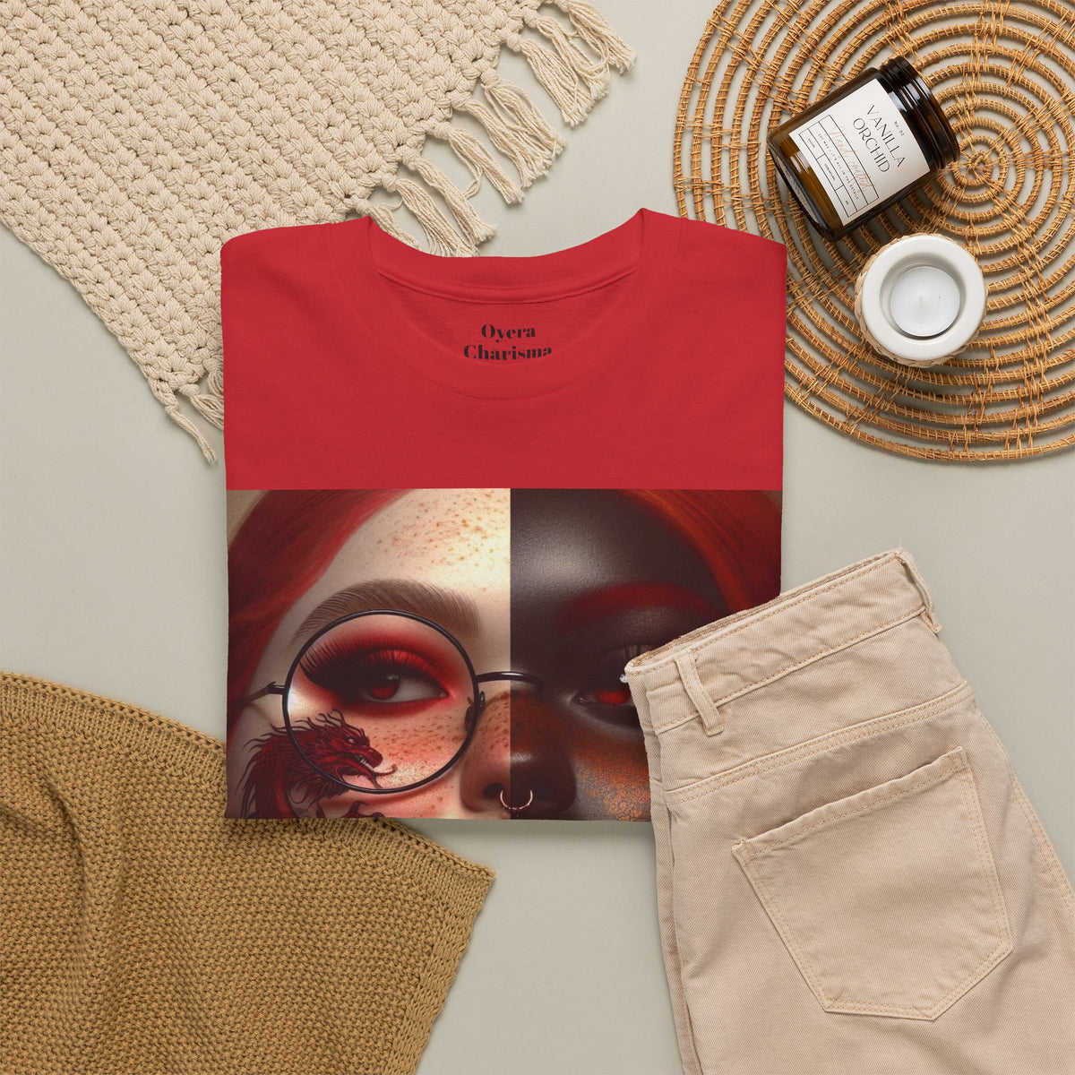 Graphic Tee — Dual-Faced Gothic Rose Portrait