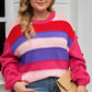 Color Block Pom-Pom Trim Sweater