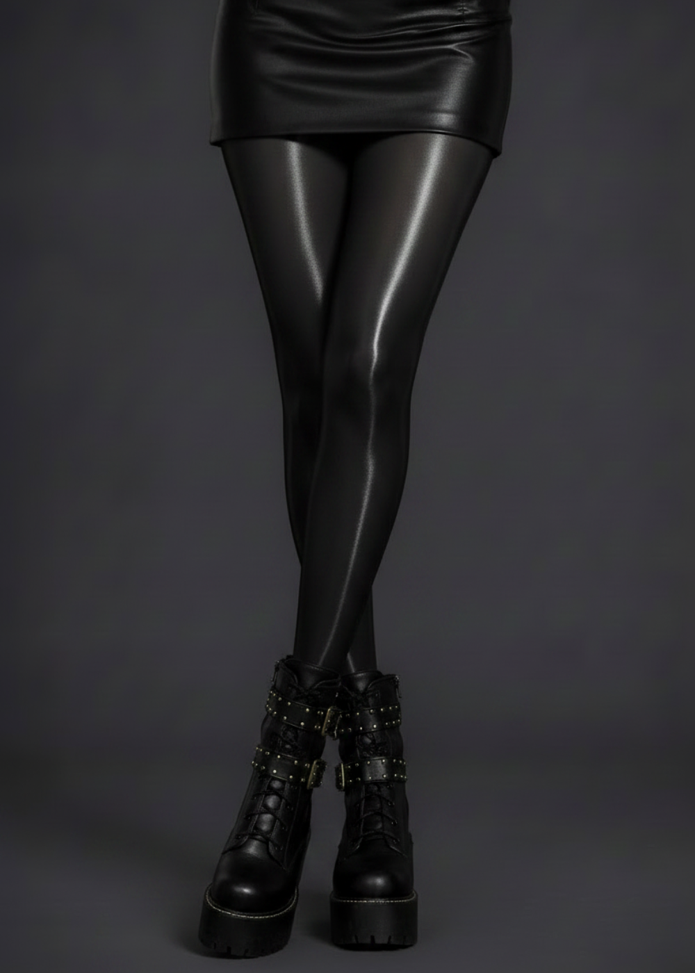 Black High Shine Tights – Glossy Silk-Look Hosiery