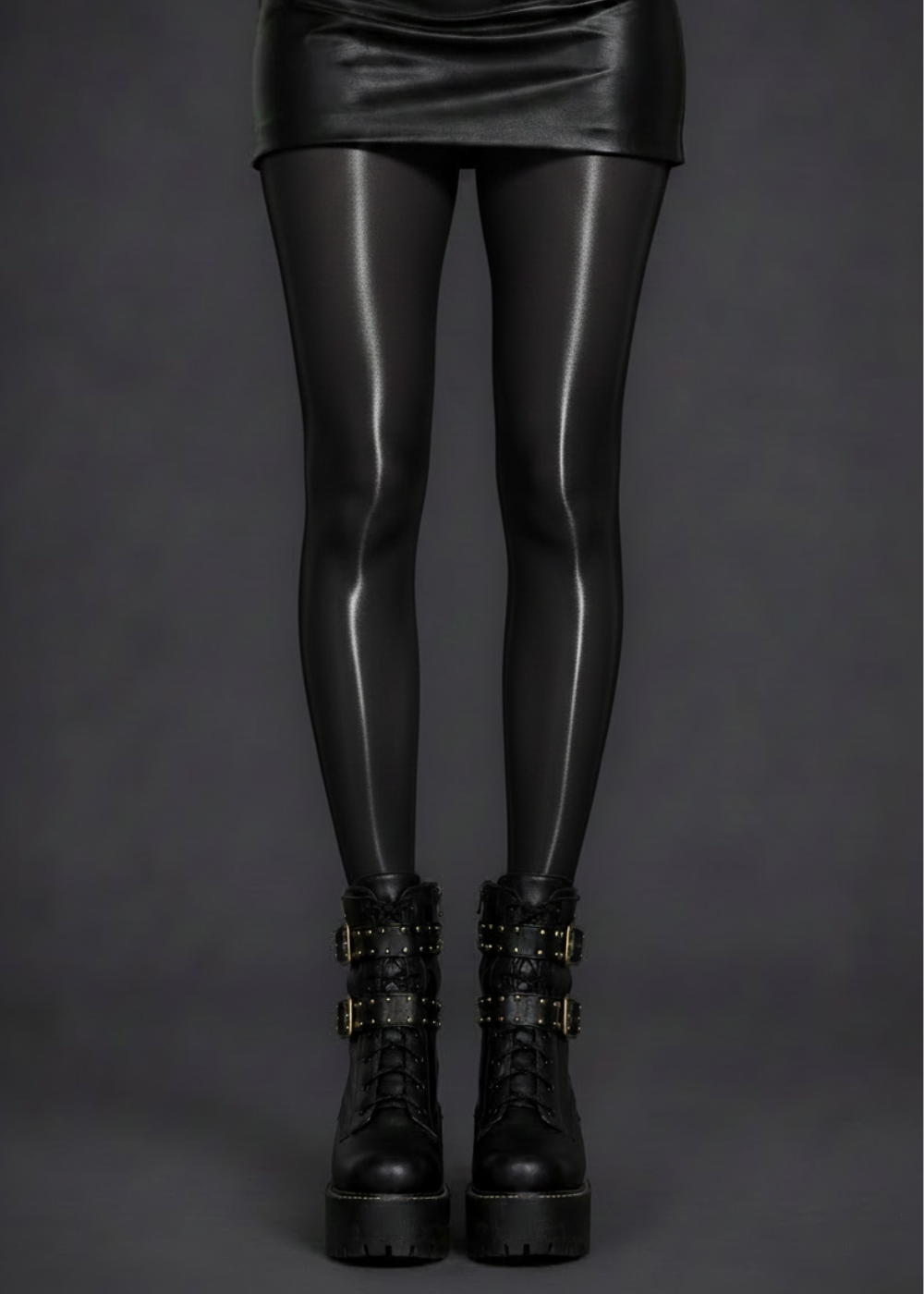 Black High Shine Tights – Glossy Silk-Look Hosiery