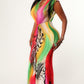 Multi Color Animal Print Long Mermaid Style Dress