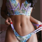 Purple Florals Embroidery Bustier  Lingerie Set